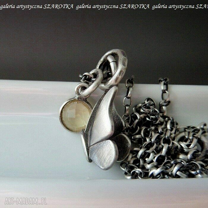 naszyjniki: LATO naszyjnik z cytrynu i srebra HandMade