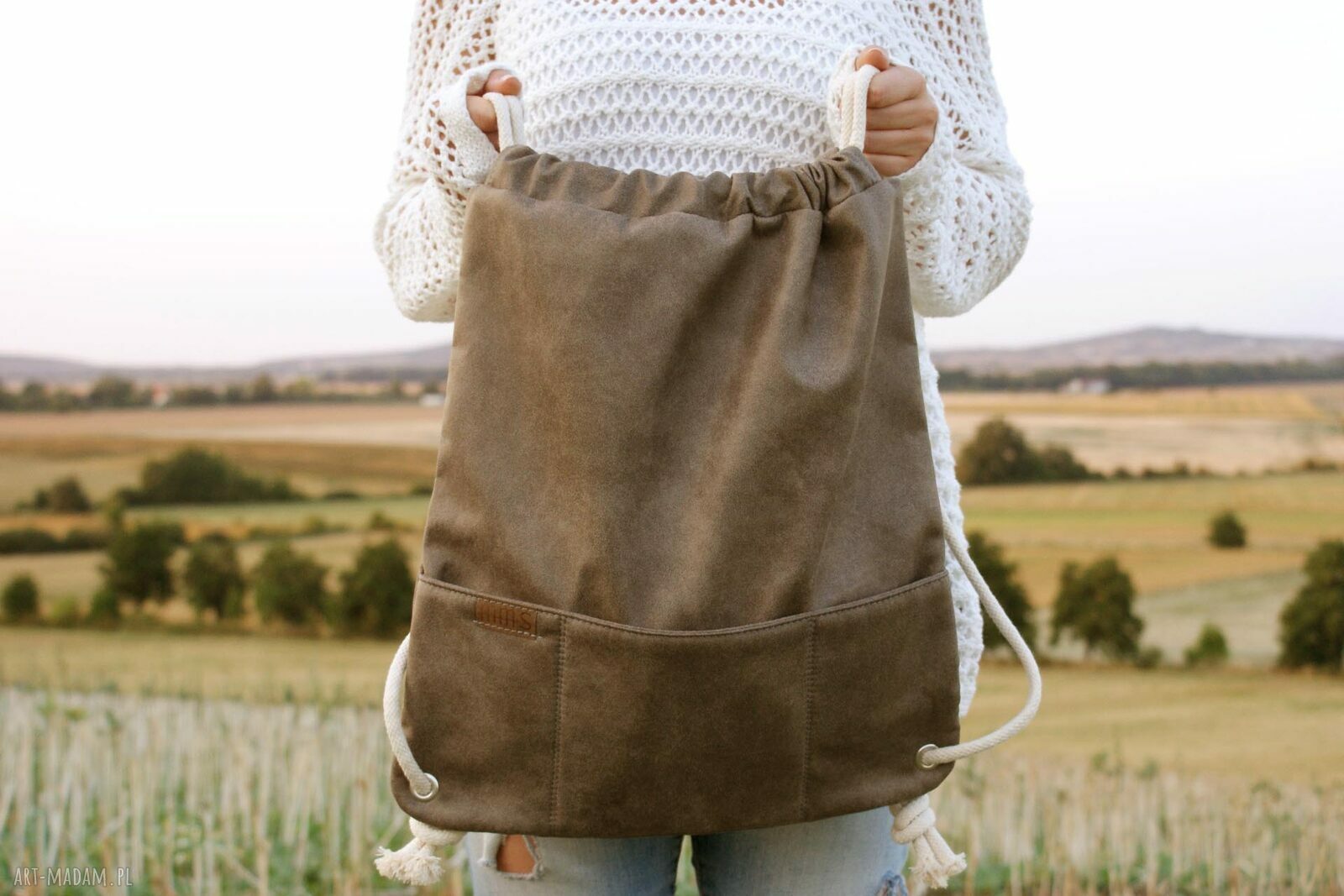 Plecak vegan taupe handmade