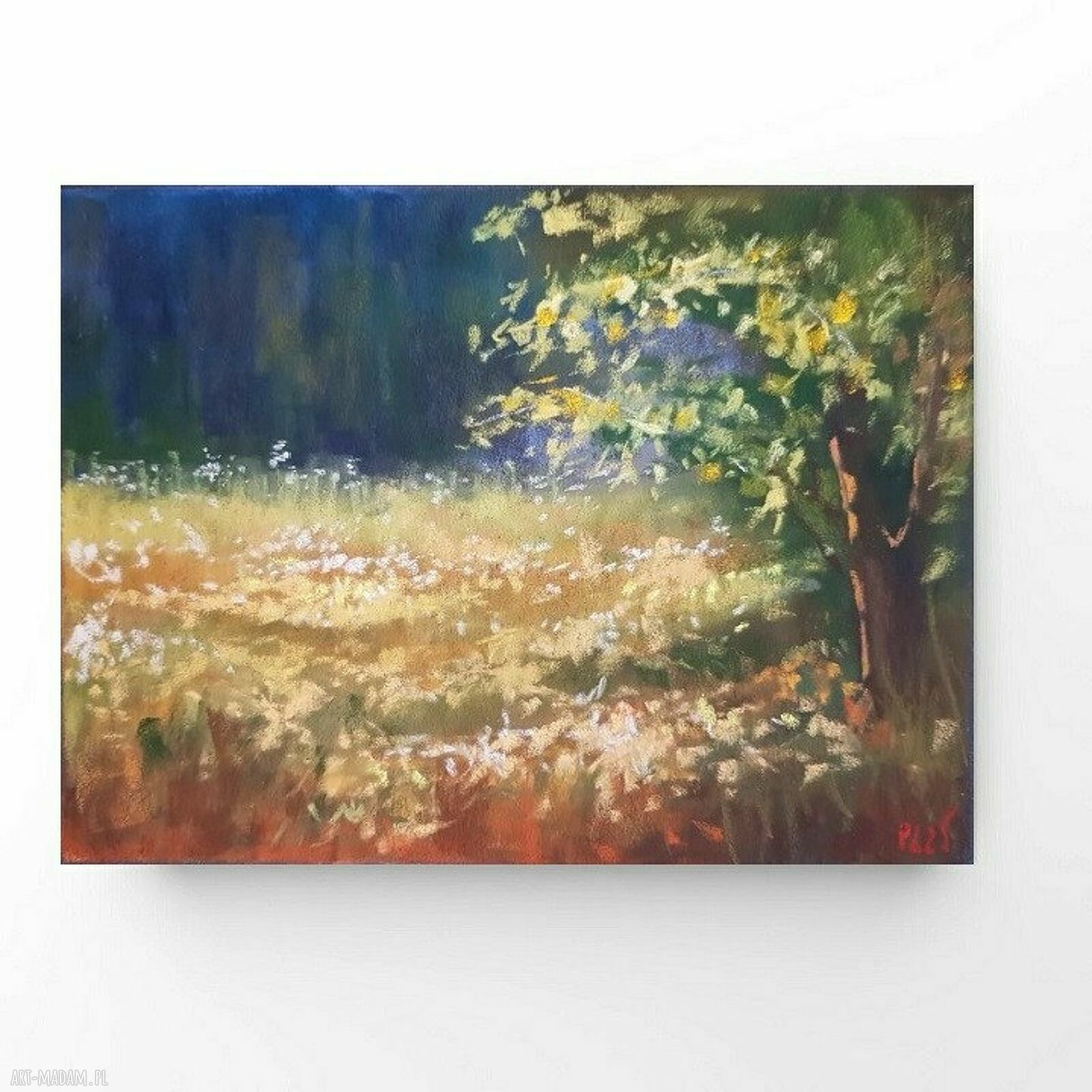 Obraz Lato - pejzaż w suchych pastelach 18x24 cm