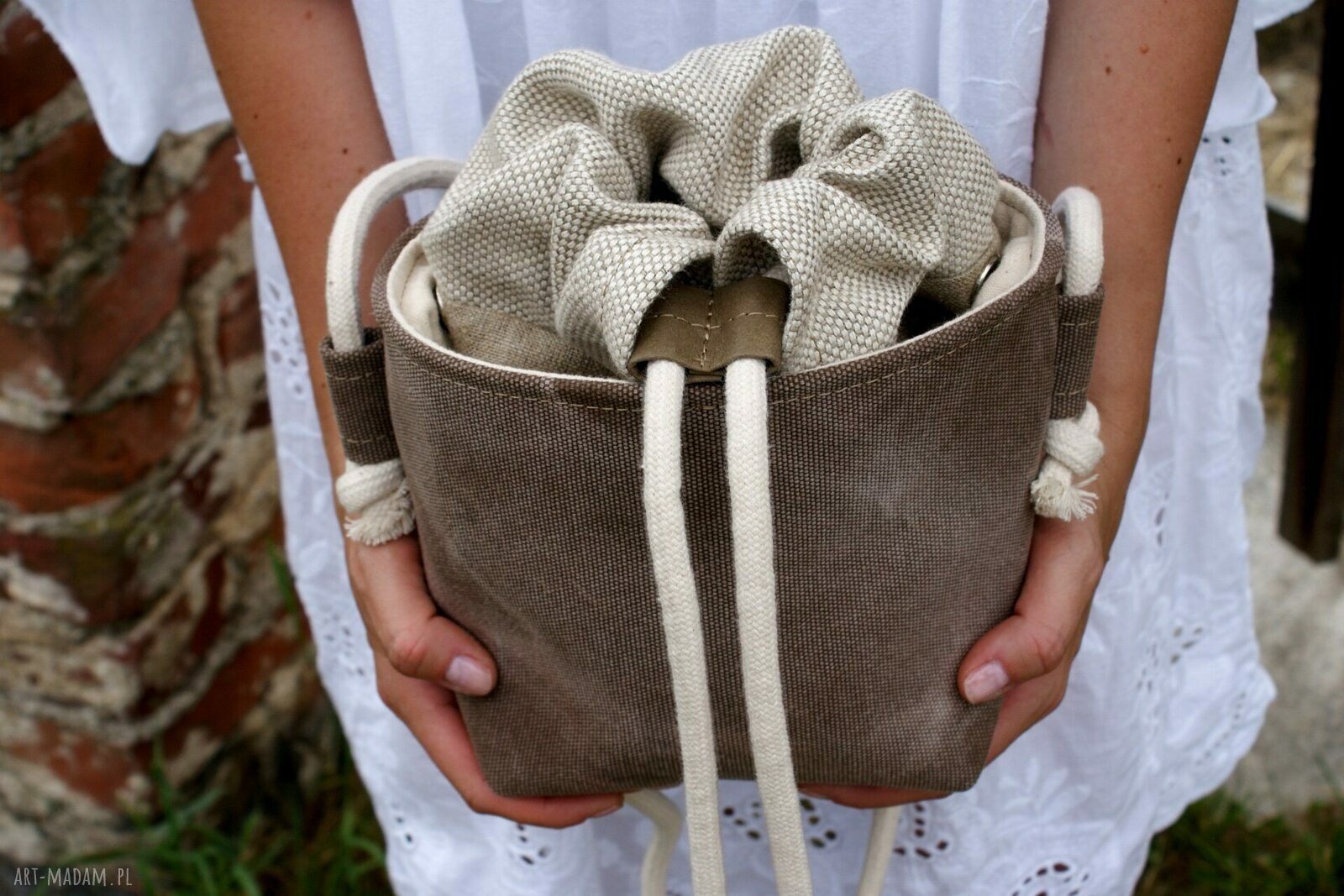 Safari basket mini len plecionka Hand Made