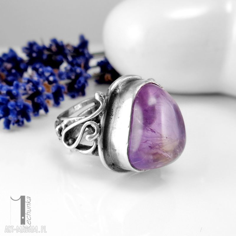 pierścionki: Lavender srebrmy pierścionek z ametrynem Ręcznie zrobione