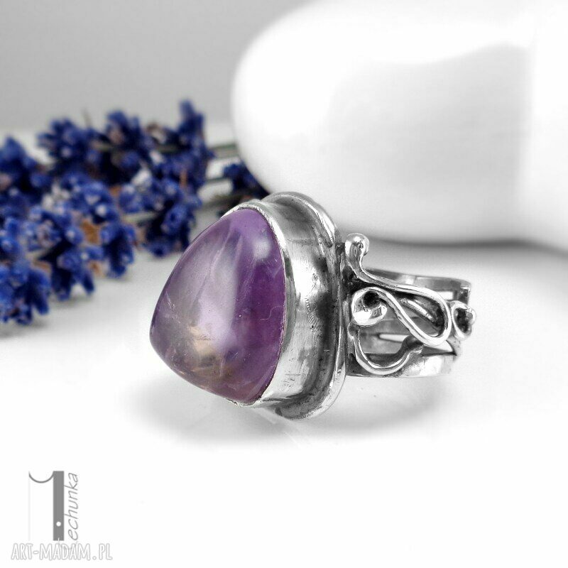 pierścionki: Lavender srebrmy pierścionek z ametrynem Ręcznie zrobione