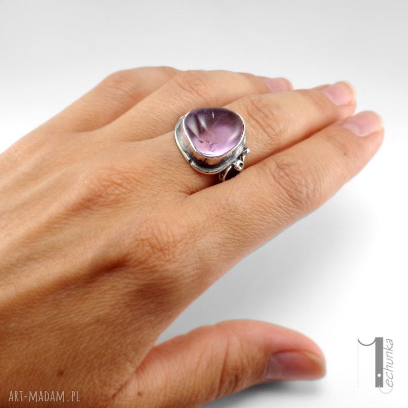 pierścionki: Lavender srebrmy pierścionek z ametrynem Ręcznie zrobione