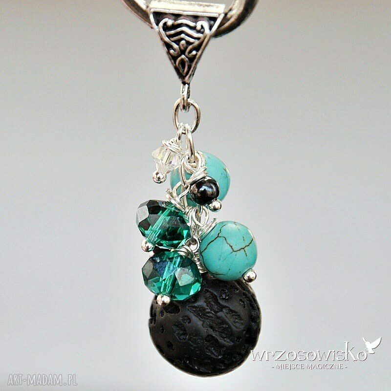 Lawa turkusach turkus swarovski wisior charakterem wykonany