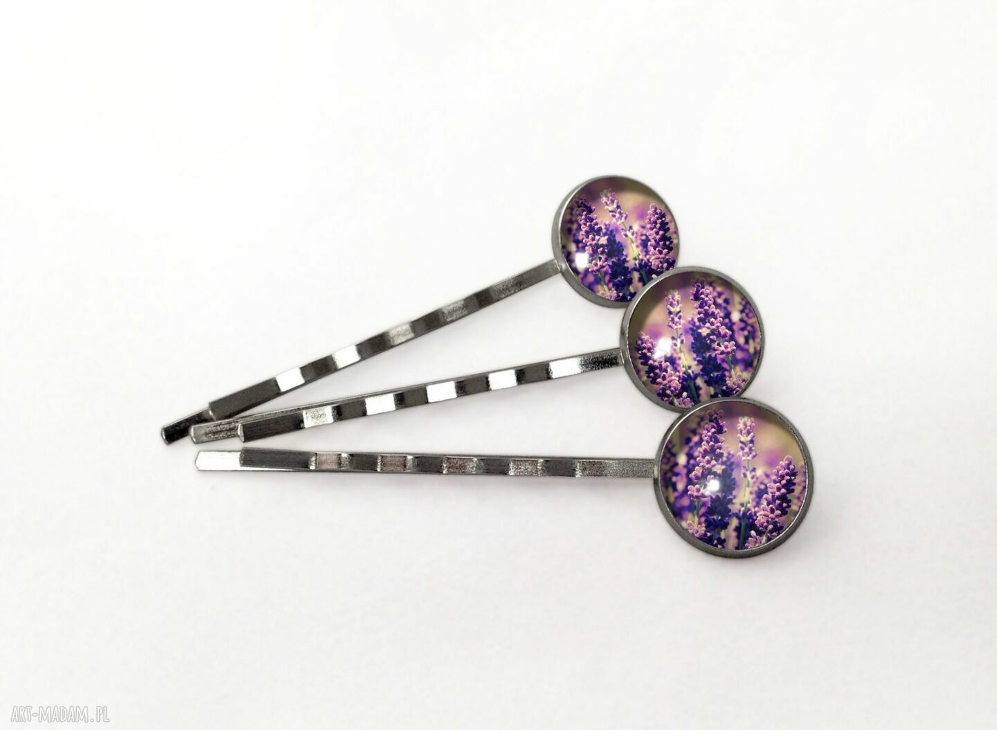 Lawenda wsuwki włosów ślubne panny młodej spinki komplet trzech