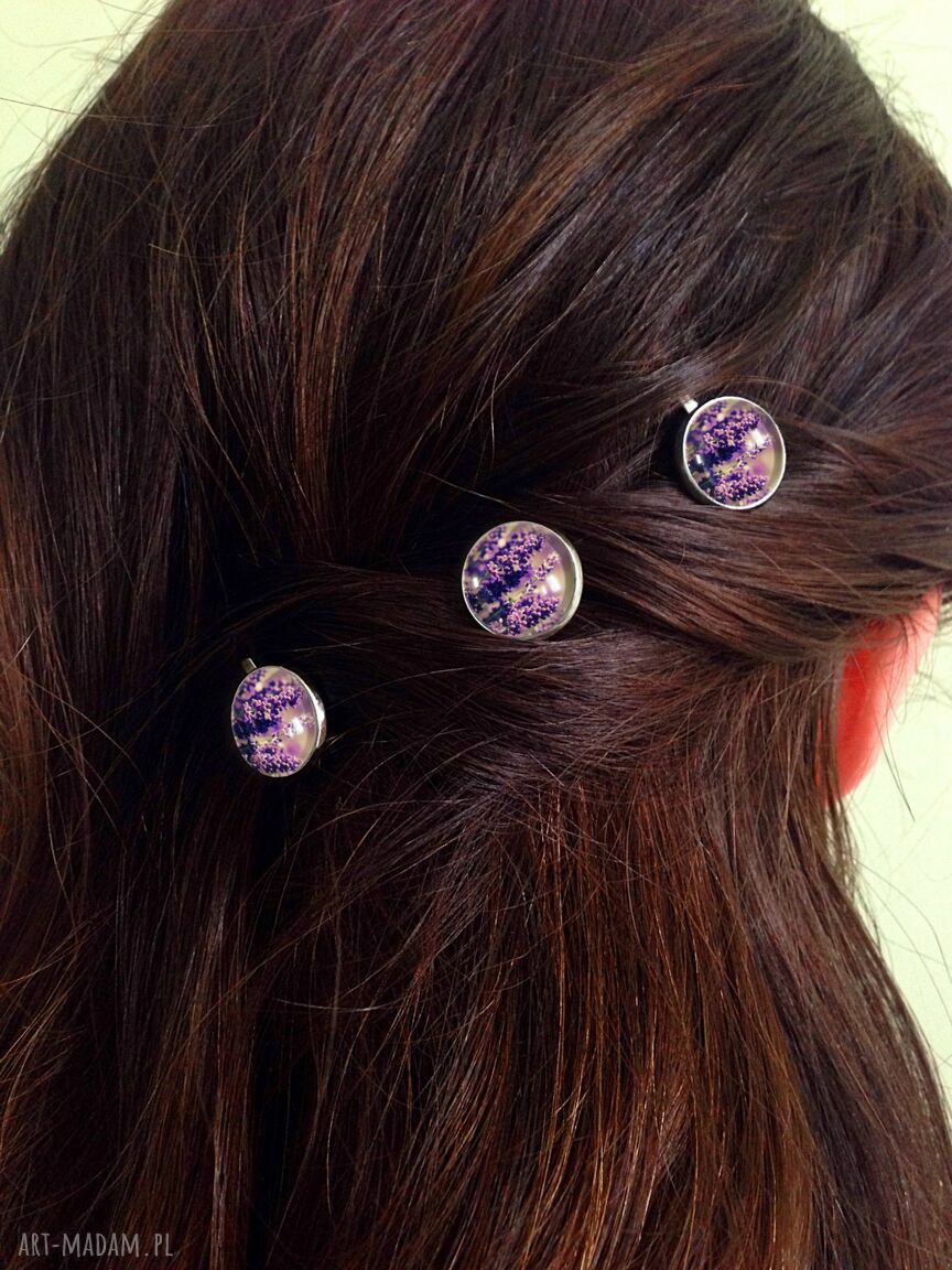 ozdoby do włosów: Lawenda 3 wsuwki do włosów ręczne wykonanie