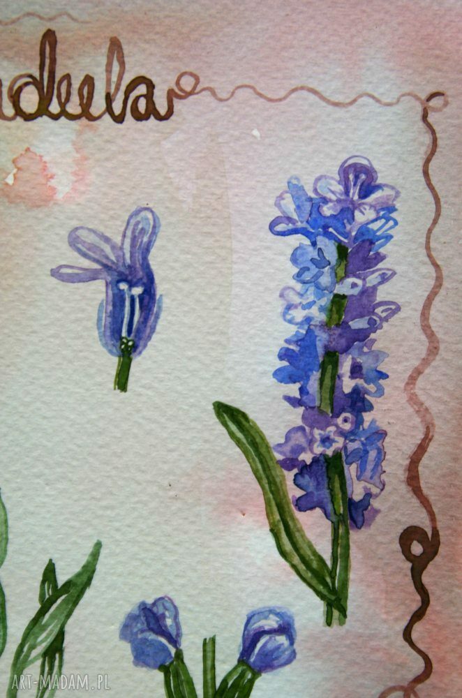 Lawenda tablica botaniczna - akwarela 24x18 cm