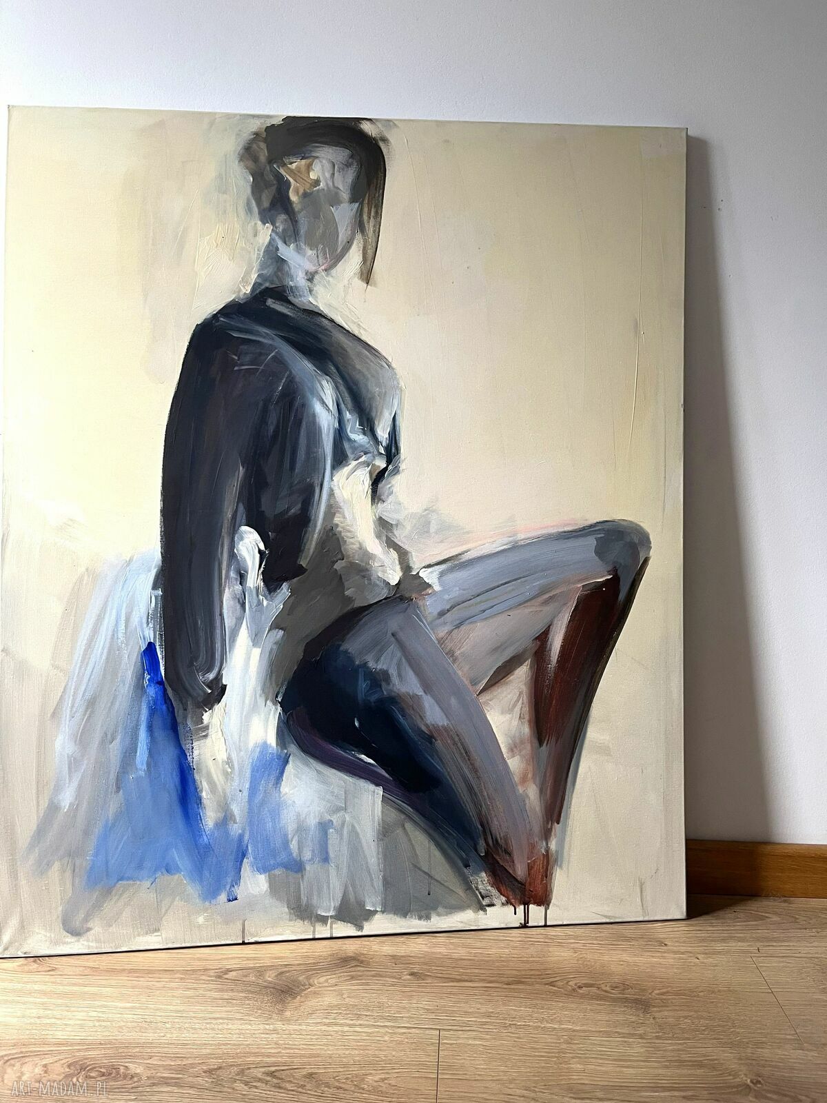 Lawendowy obraz kobiety 100x120 cm na płótnie
