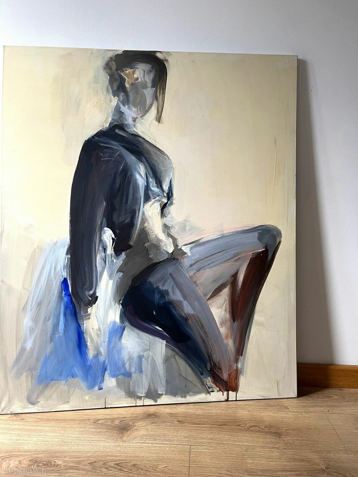 Lawendowy obraz kobiety 100x120 cm na płótnie