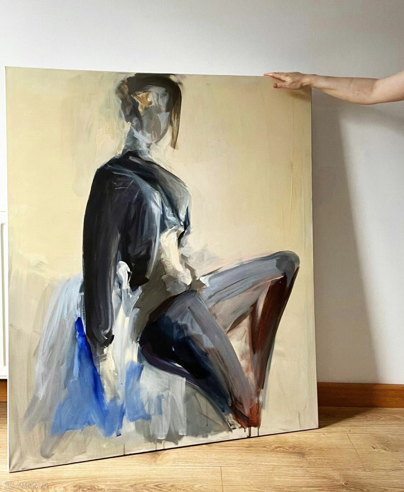 Lawendowy obraz kobiety 100x120 cm na płótnie