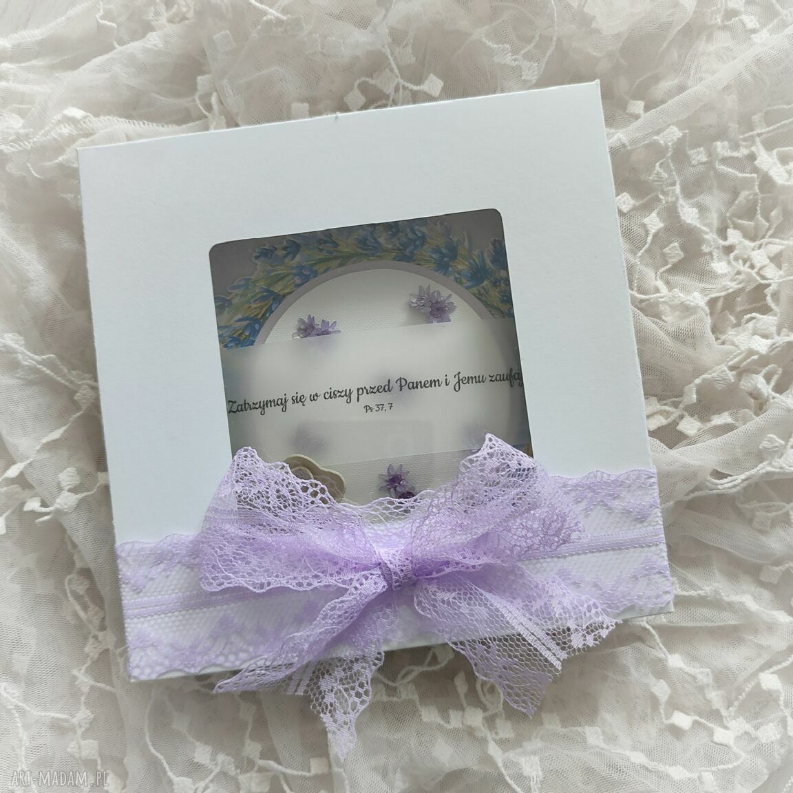Lawendowa kartka dla kobiety - elegancki prezent handmade