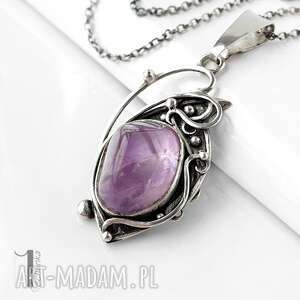 miechunka lawendowy amulet - naszyjnik srebrny z ametrynem