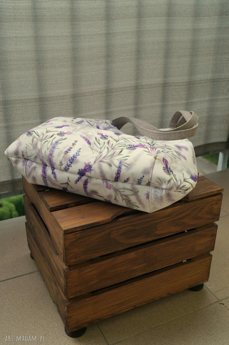 Lawendowy worek na ramię - torebka handmade na lato