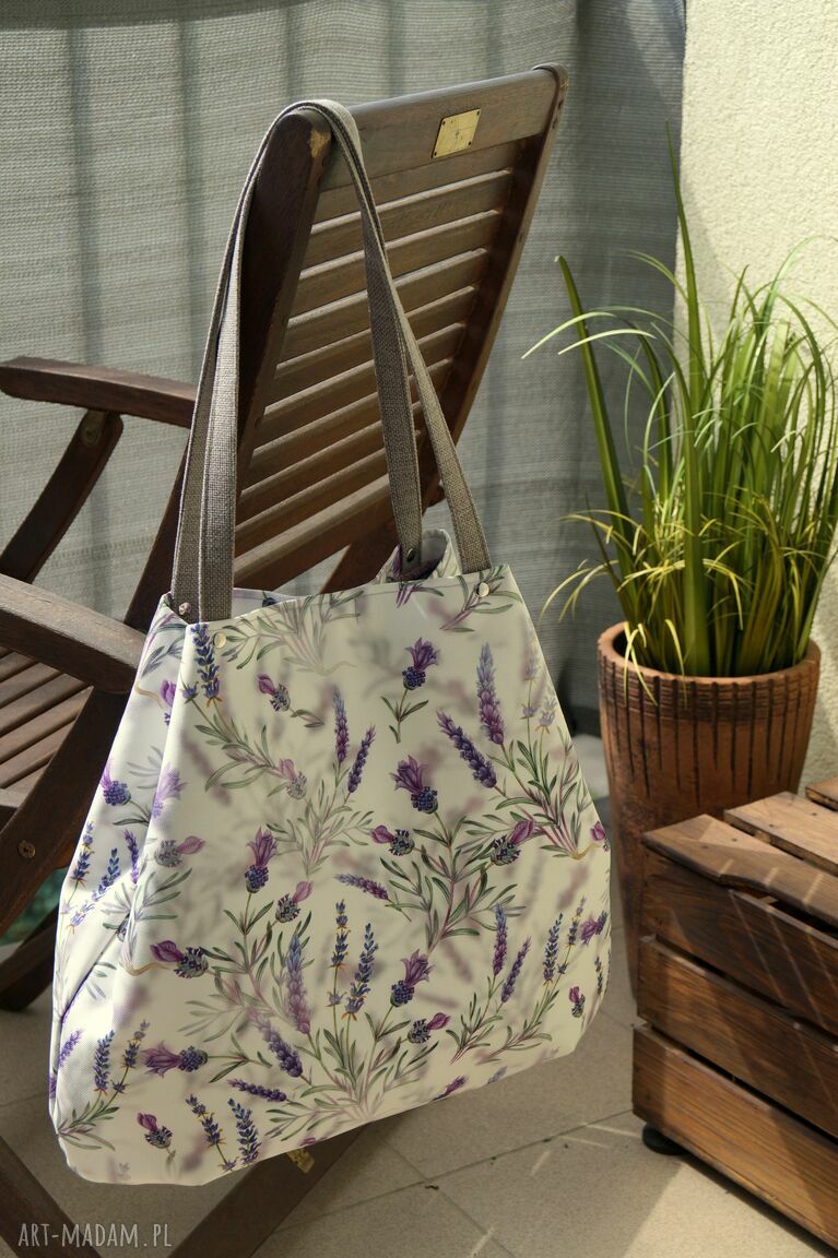 Lawendowy worek na ramię - torebka handmade na lato