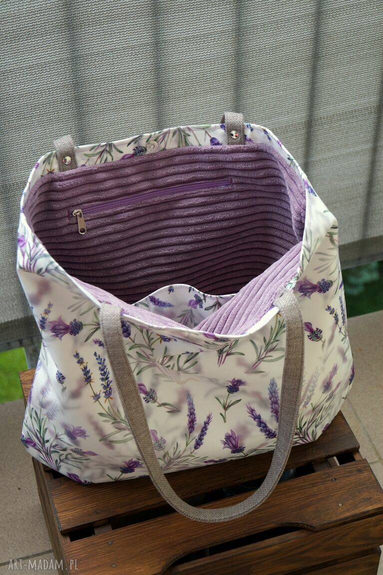 Lawendowy worek na ramię - torebka handmade na lato