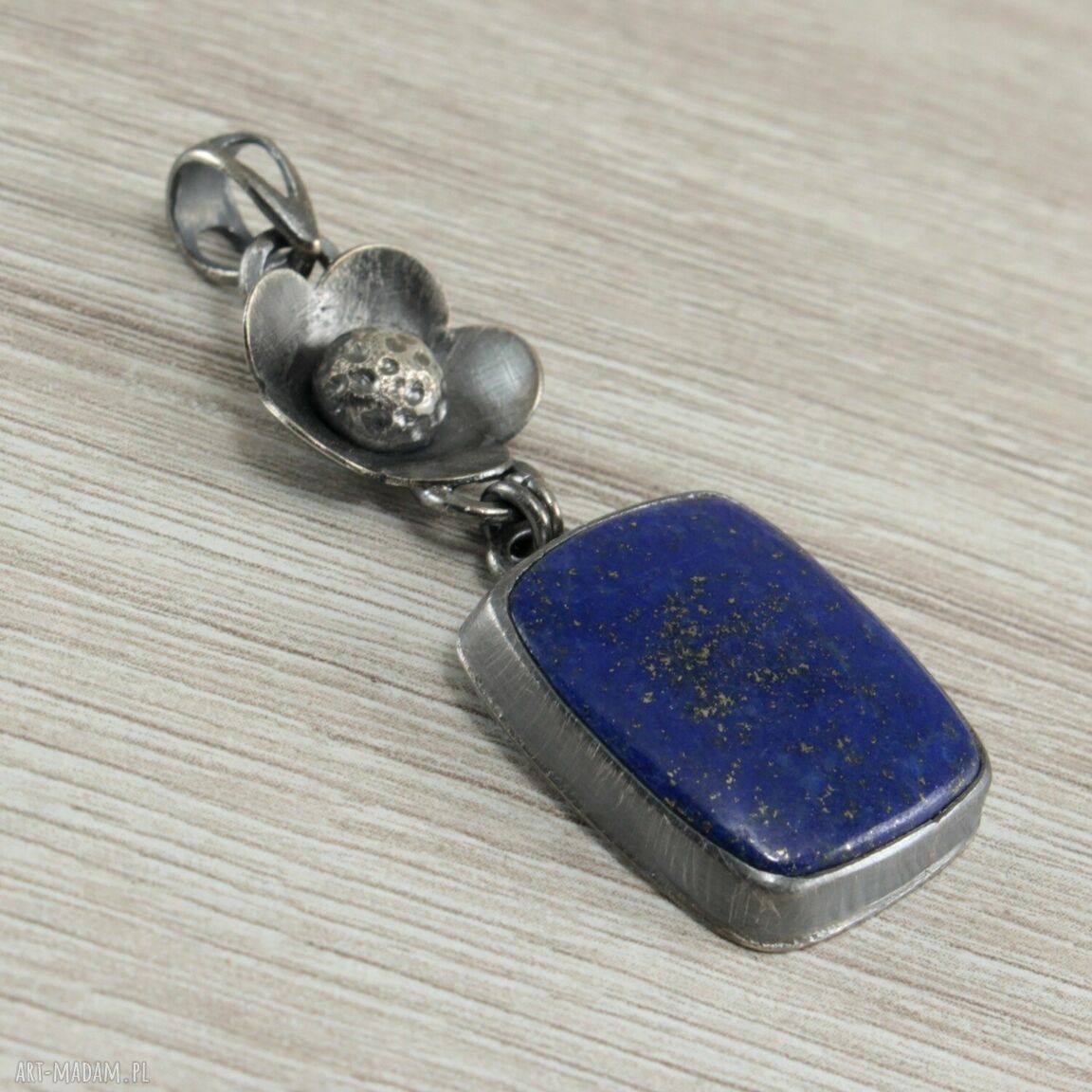 Ręcznie robiony wisiorek z lapis lazuli i srebra 925/999 - 1679a