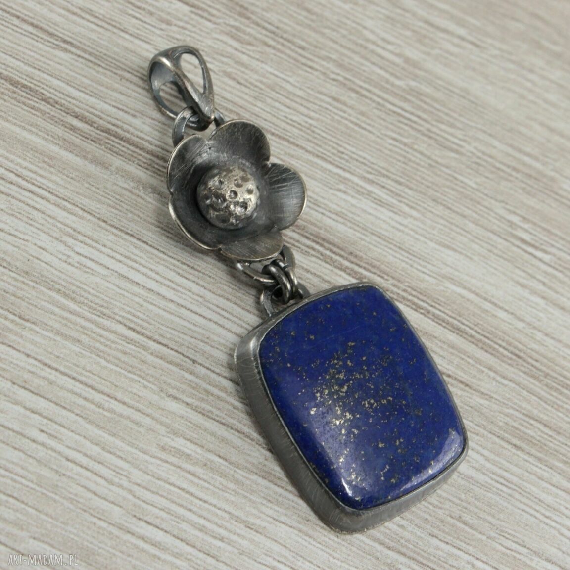 Ręcznie robiony wisiorek z lapis lazuli i srebra 925/999 - 1679a