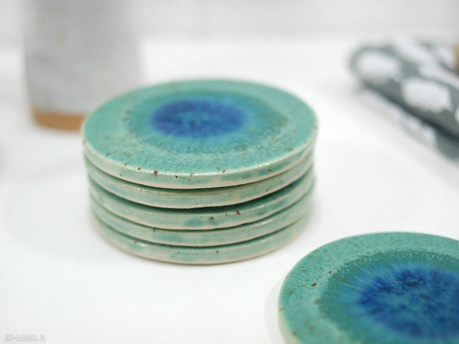 Lazurowe wybrzeże - ceramiczne podstawki pod filiżanki