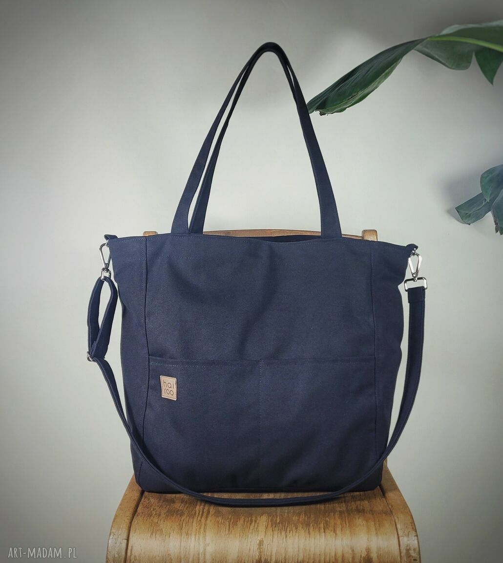 Lazy Bag Pocket: czarna torba na ramię z bawełny canvas vegan