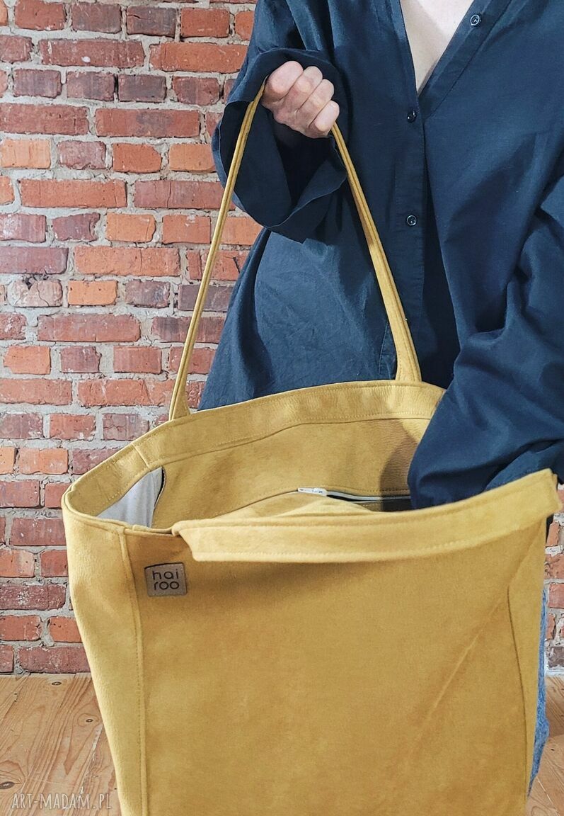 Lazy bag Bukka - musztardowa torba na ramię vegan, wodoodporny eko nubuk