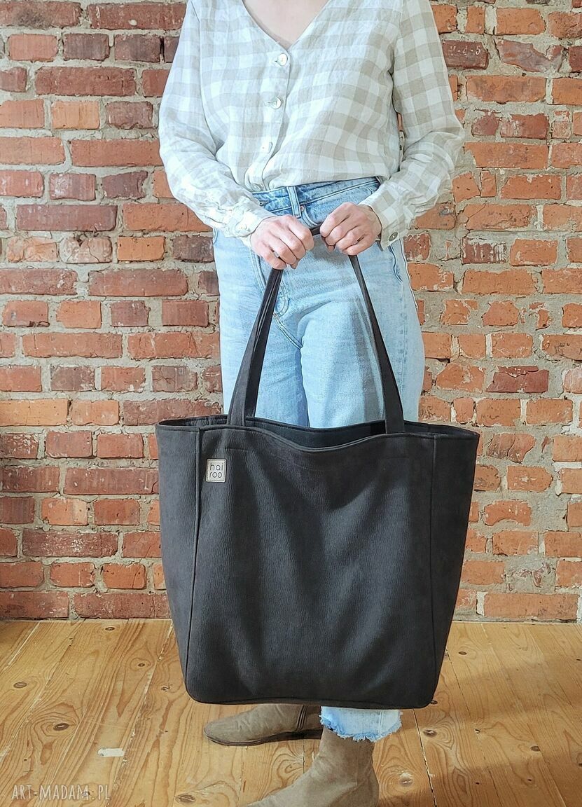Lazy Bag Bukka taupe - wodoodporna torba miejska oversize na ramię vegan