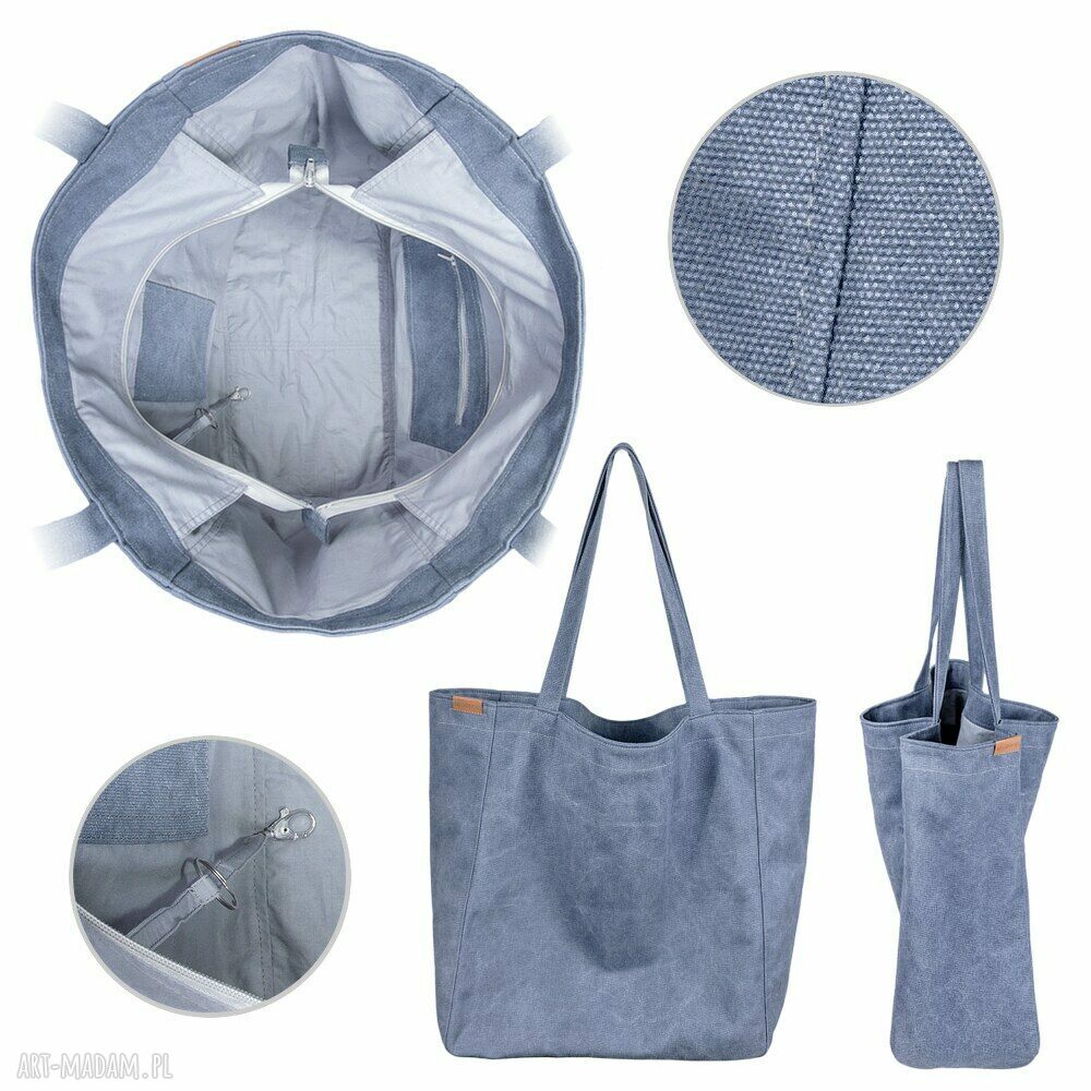 Lazy Bag ciemnoniebieska torba na ramię oversize z grubej bawełny