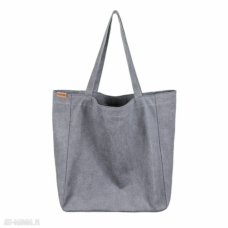 Lazy Bag duża grafitowa torba na ramię z zamkiem (bawełna, vegan)