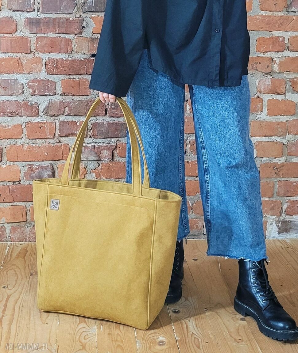 Lazy Bag Bukka - duża, wodoodporna torba vegan na ramię musztardowa