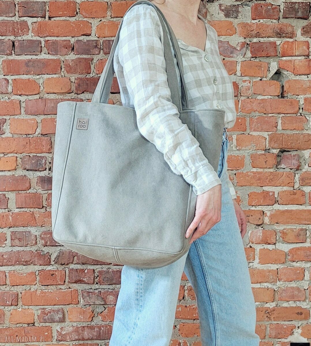 Lazy bag Bukka beżowa nubuk vegan - torba hobo na ramię
