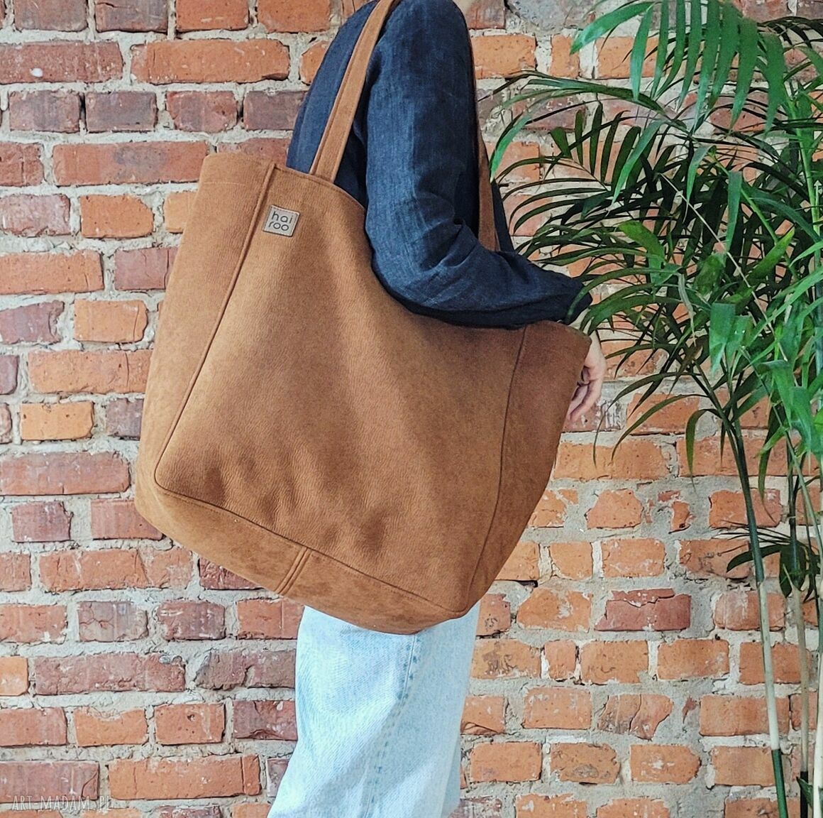 Ruda wodoodporna oversize shopper Lazy Bag Bukka na ramię