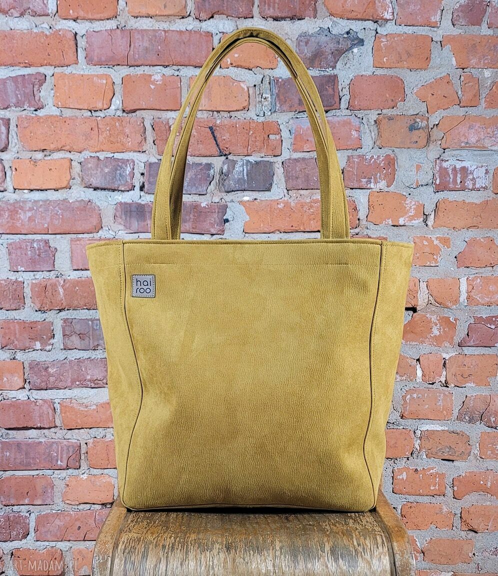 Lazy bag Bukka - musztardowa torba na ramię vegan, wodoodporny eko nubuk