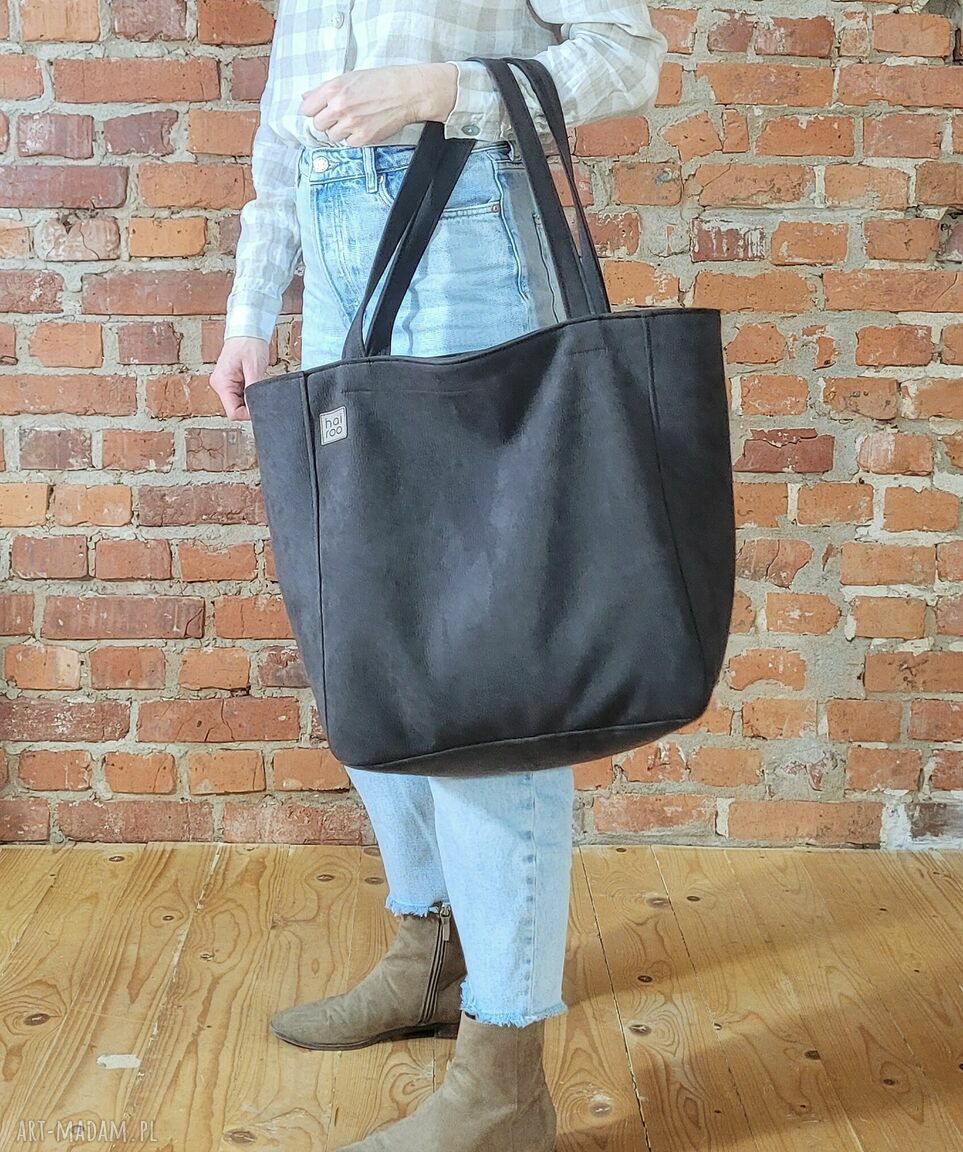 Lazy Bag Bukka taupe - wodoodporna torba miejska oversize na ramię vegan