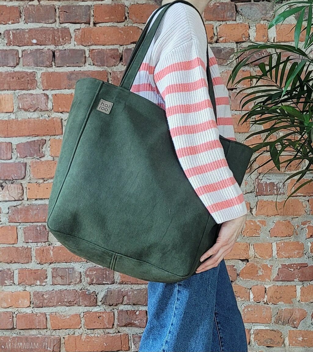 Zielona shopperka Lazy Bag Bukka vegan oversize na ramię
