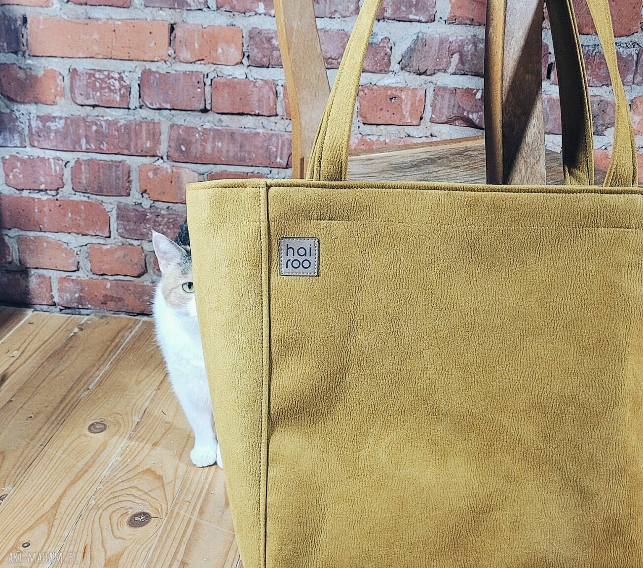 Lazy bag Bukka - musztardowa torba na ramię vegan, wodoodporny eko nubuk