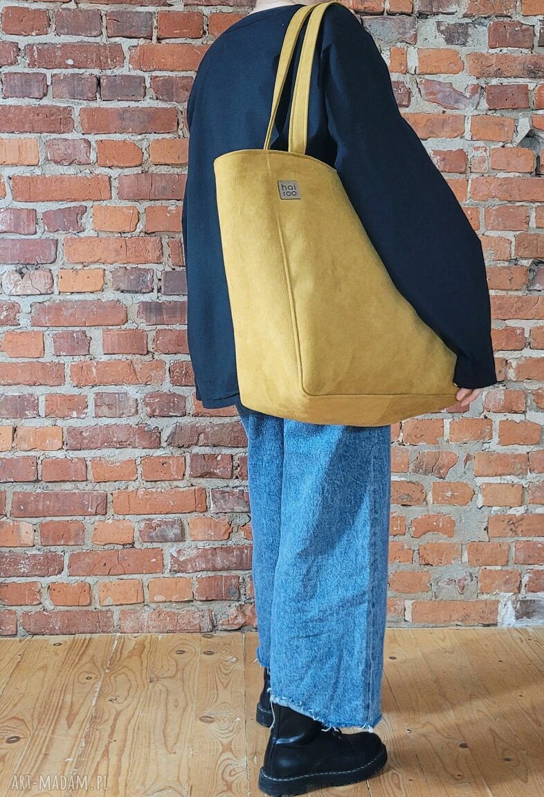 Lazy Bag Bukka - duża, wodoodporna torba vegan na ramię musztardowa