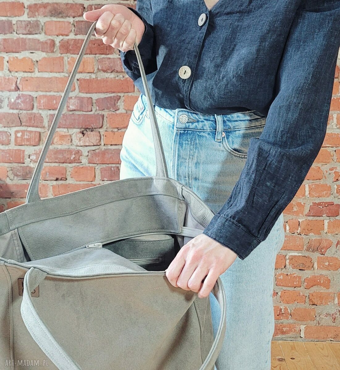 Lazy bag Bukka beżowa nubuk vegan - torba hobo na ramię