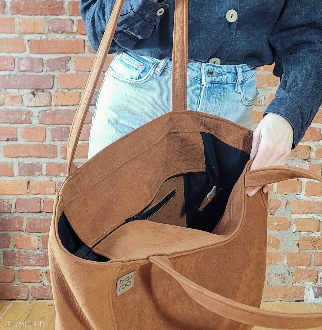 Ruda wodoodporna oversize shopper Lazy Bag Bukka na ramię