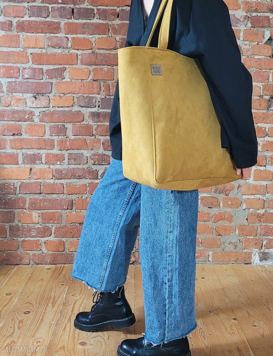Lazy bag Bukka - musztardowa torba na ramię vegan, wodoodporny eko nubuk