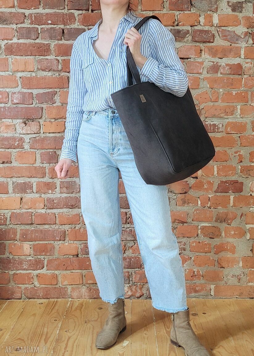 Lazy Bag Bukka taupe - wodoodporna torba miejska oversize na ramię vegan