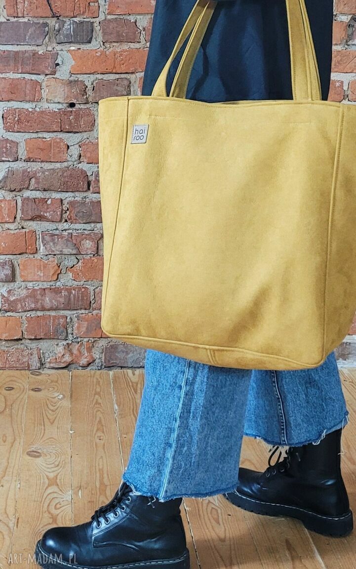 Lazy bag Bukka - musztardowa torba na ramię vegan, wodoodporny eko nubuk