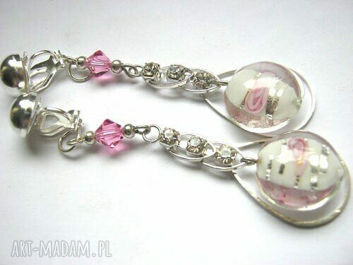 Klipsy “lecą żurawie z głową w trawie” Swarovski