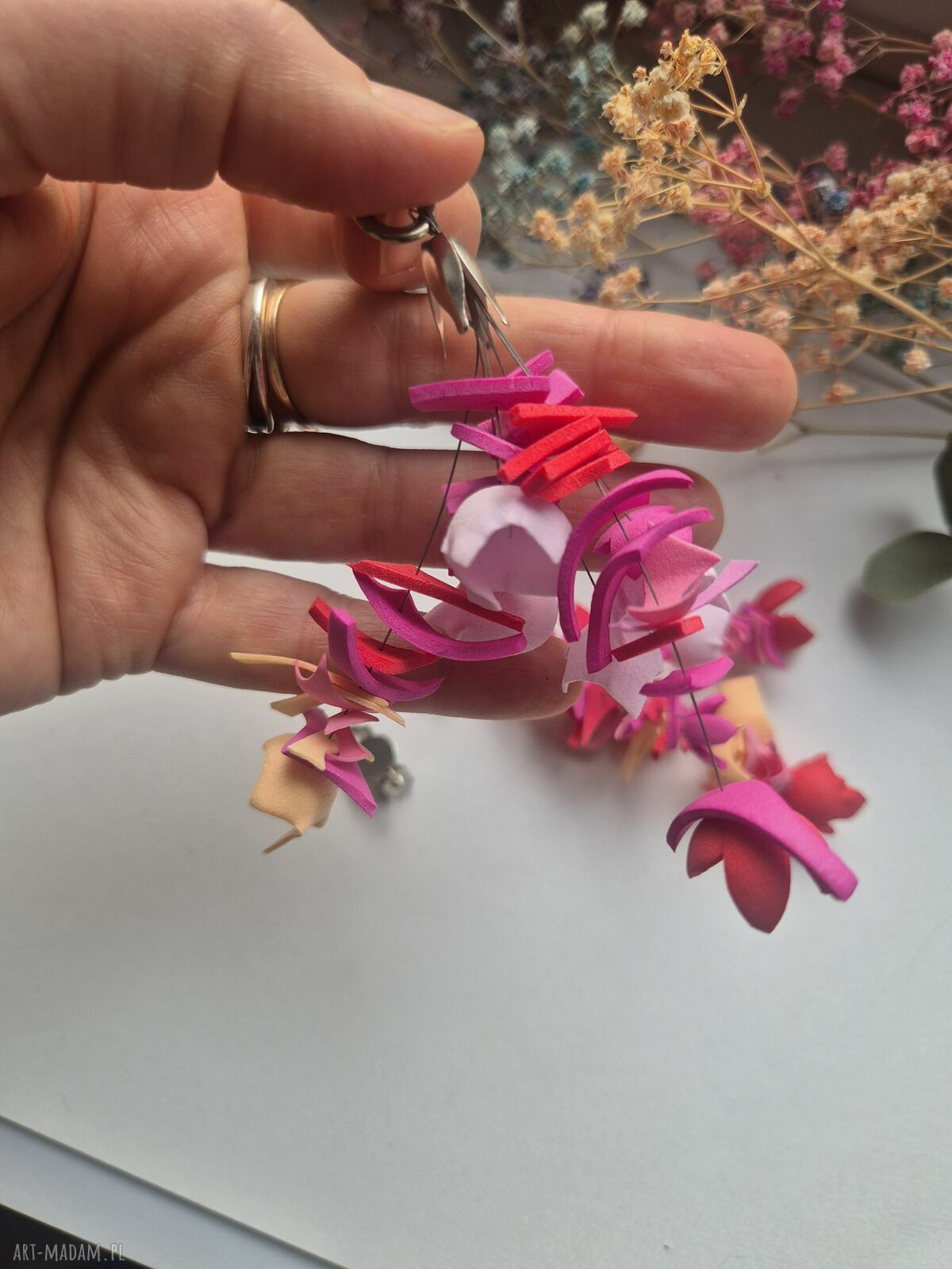 Klipsy leciutkie kolorowe kwiaty - handmade