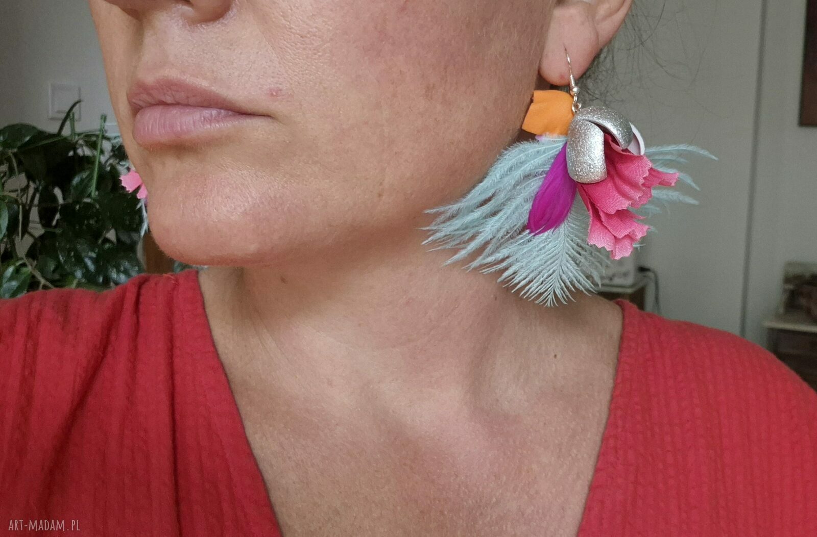 Kolczyki z długimi piórami - leciutkie boho Frida