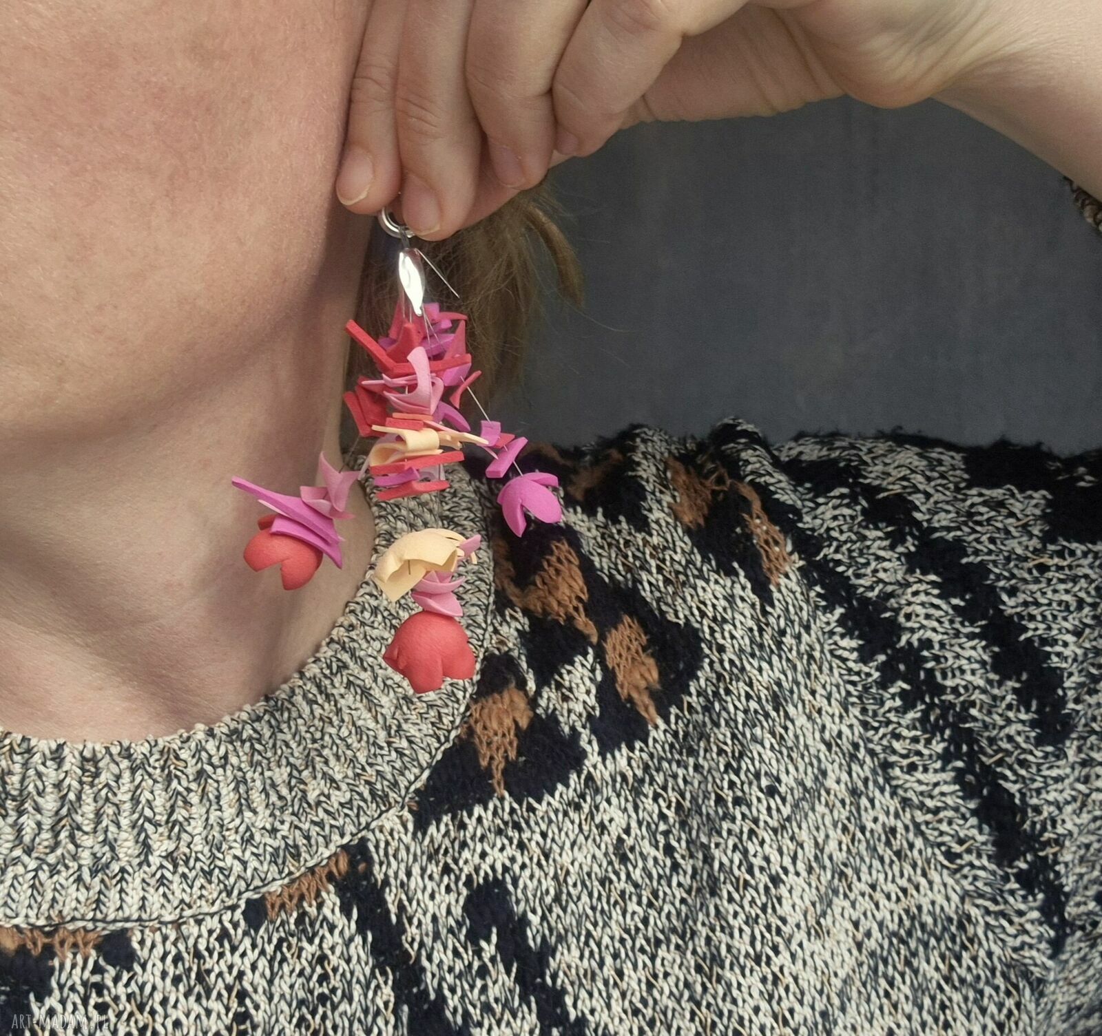 Klipsy leciutkie kolorowe kwiaty - handmade