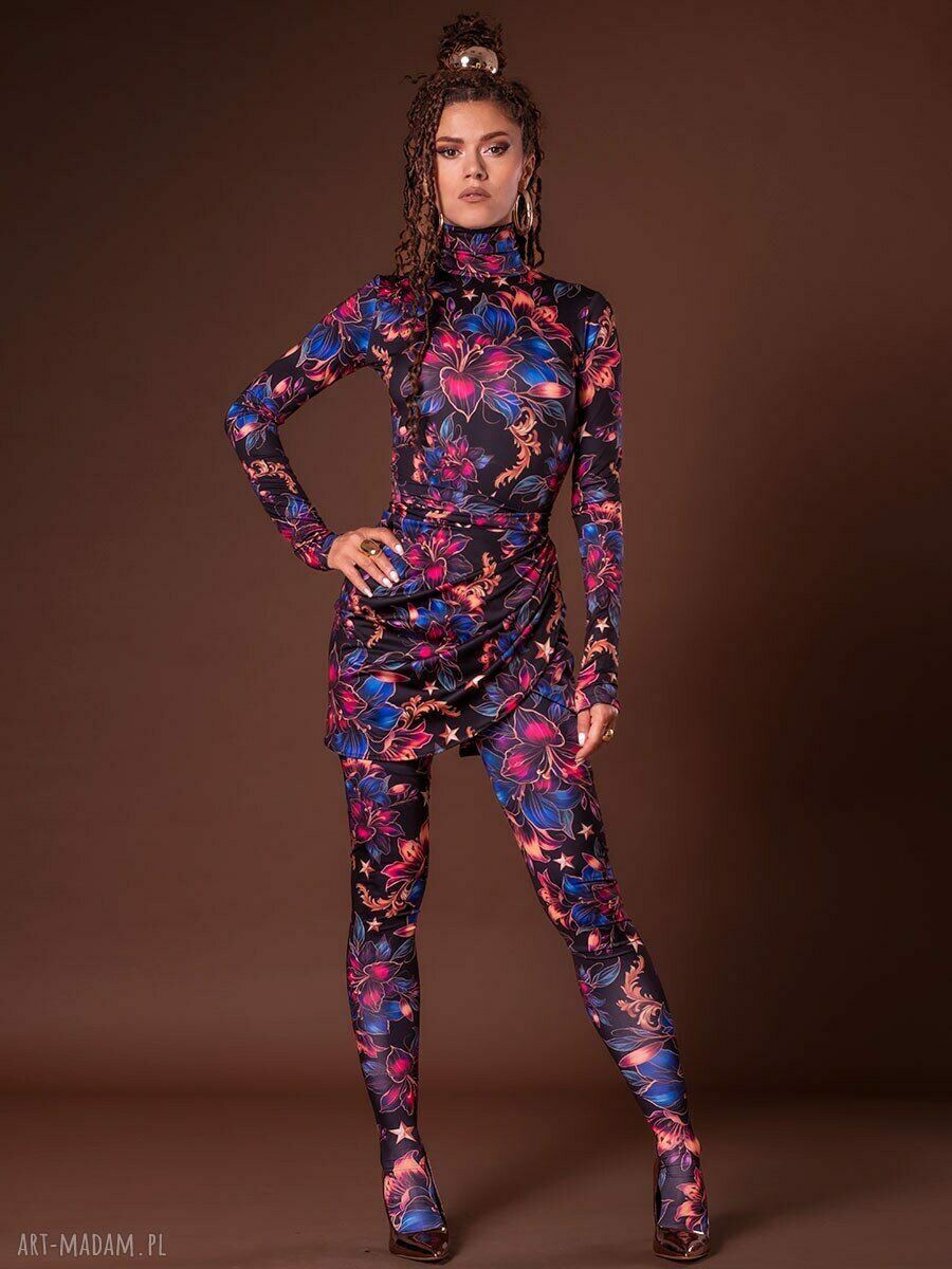 Legginstopy Midnight Flower - ręcznie robione, wygodne legginsy-rajstopy