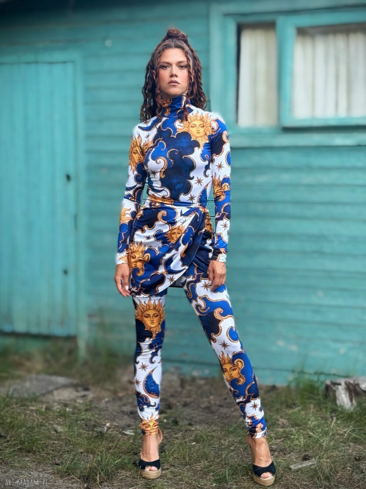 Legginsy Second Skin Sky Parade - autorski nadruk i wysoki stan