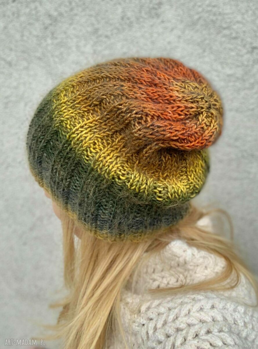 Lekka, ciepła czapka handmade z merino i moherem