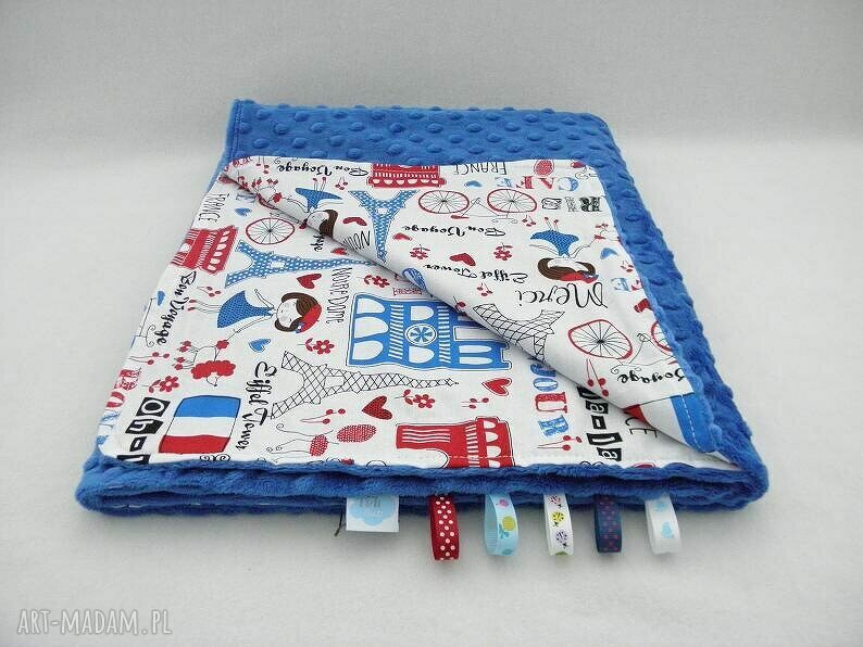 Lekki kocyk minky 75x100 paryż minky electric blue