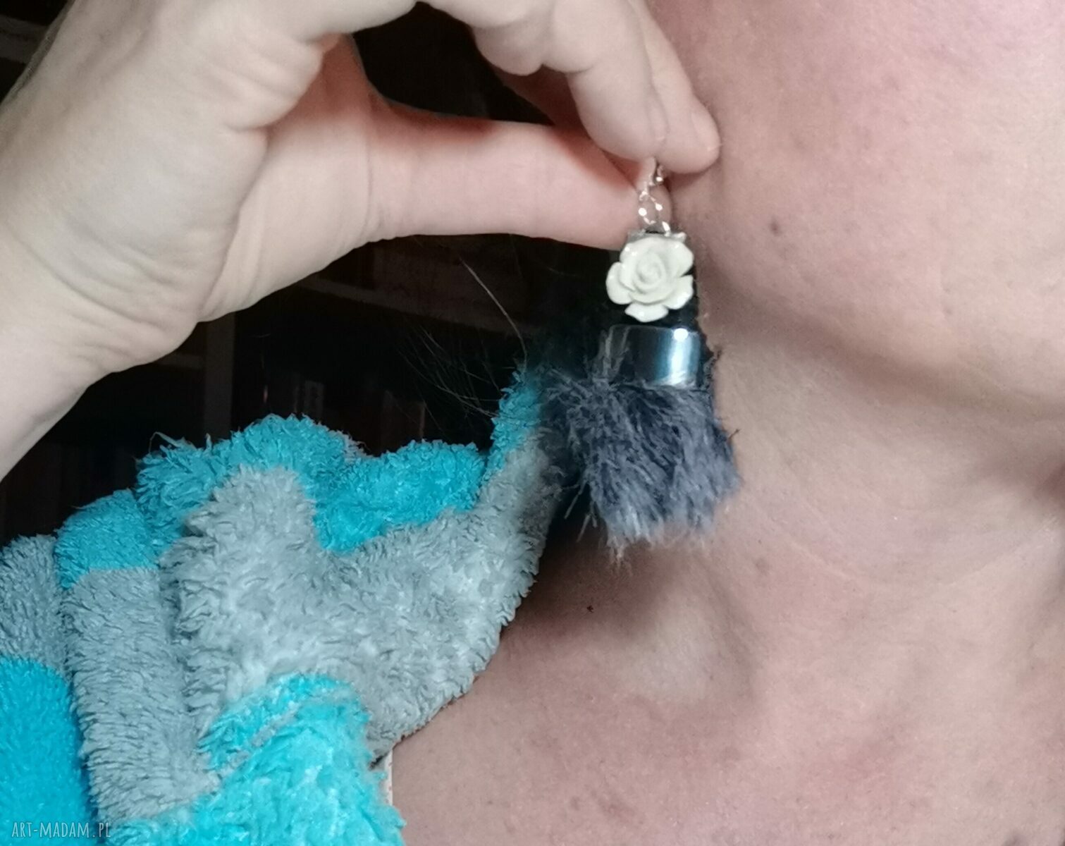 Klipsy Lekkie Róże i Filc - Boho Etno Folk (Frida)
