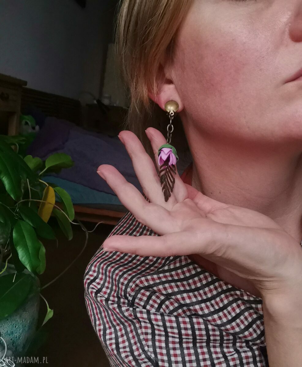 Klipsy lekkie boho Box X1 - kolorowe etno Frida na ślub bez przekłuwania
